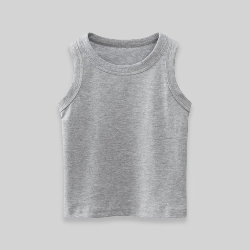 Boys Solid Sleeveless Tank Vests Tshirts Grey 1-2 Y 