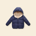Boys Navy Blue Hooded Puffer Jacket With Sherpa Fleece Lining Coats & Jackets Navy Blue 1-2 Y