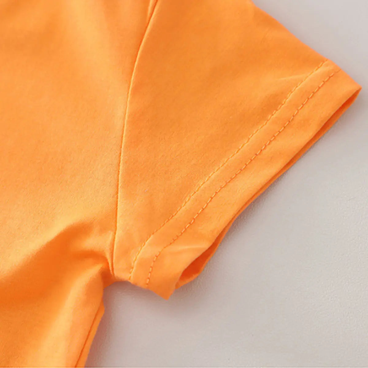Boys Orange Pineapple Printed Round Neck T-Shirt With Denim Shorts Sets 2 pc. Sets