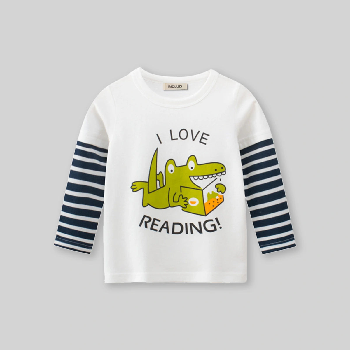 Boys White Typographic Printed Long Sleeves T-Shirt Tshirts