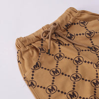 Boys Beige Graphic Printed Short Sleeve T-Shirt With Shorts Sets 2 pc. Sets