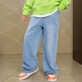 Boys Blue Elasticated Waist Denim Pants Pants
