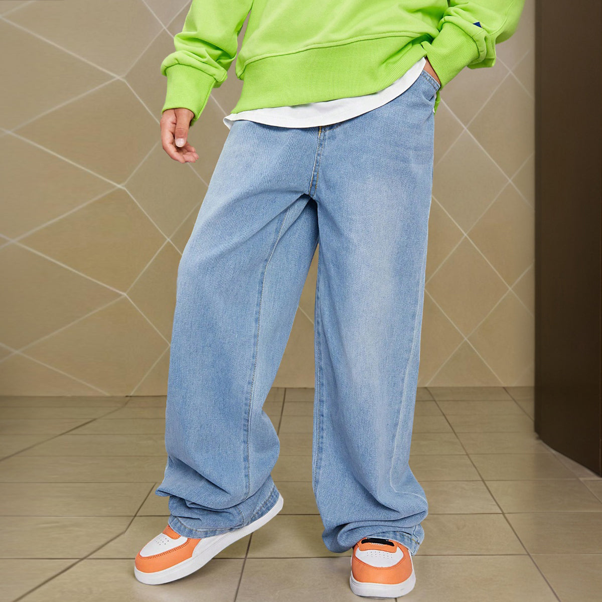 Boys Blue Elasticated Waist Denim Pants Pants
