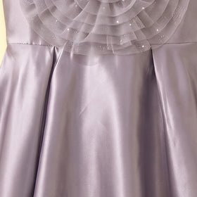 Girls Grey Floral Applique Sleeveless High-Low Party Dress Party Dresses