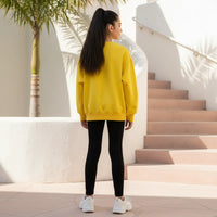 Girls Yellow Unicorn Heart Graphics Round Neck Sweatshirt Sweatshirts & Hoodies