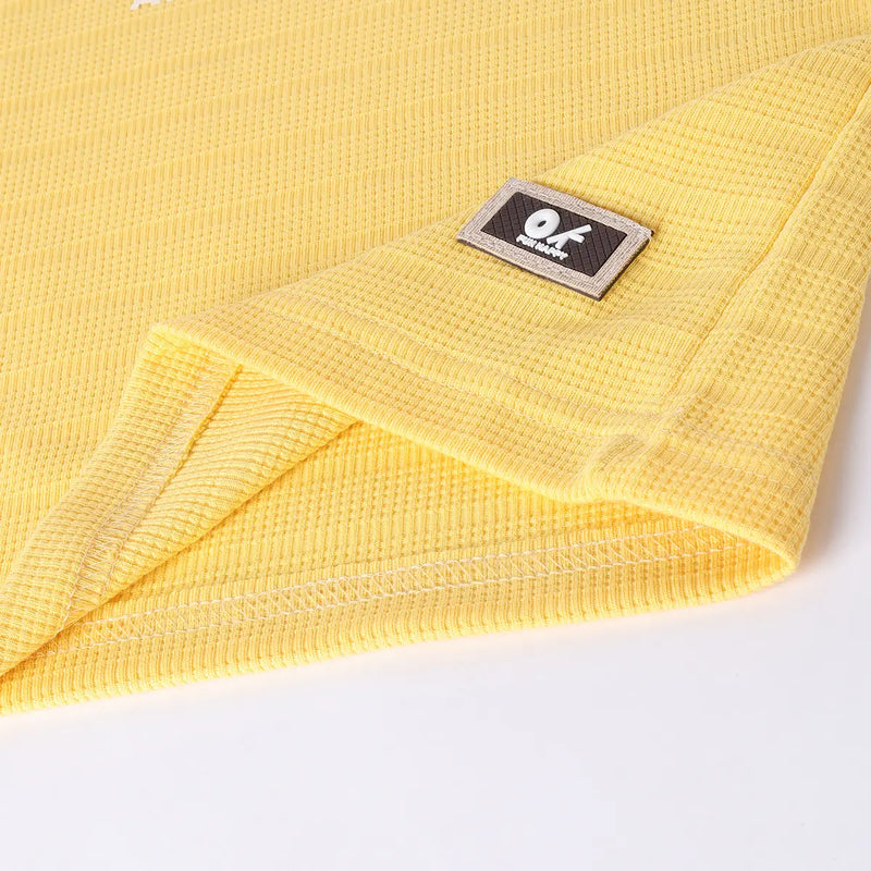 Boys Yellow Music Printed Short Sleeve T-Shirt With Drawstring Shorts Sets Sets