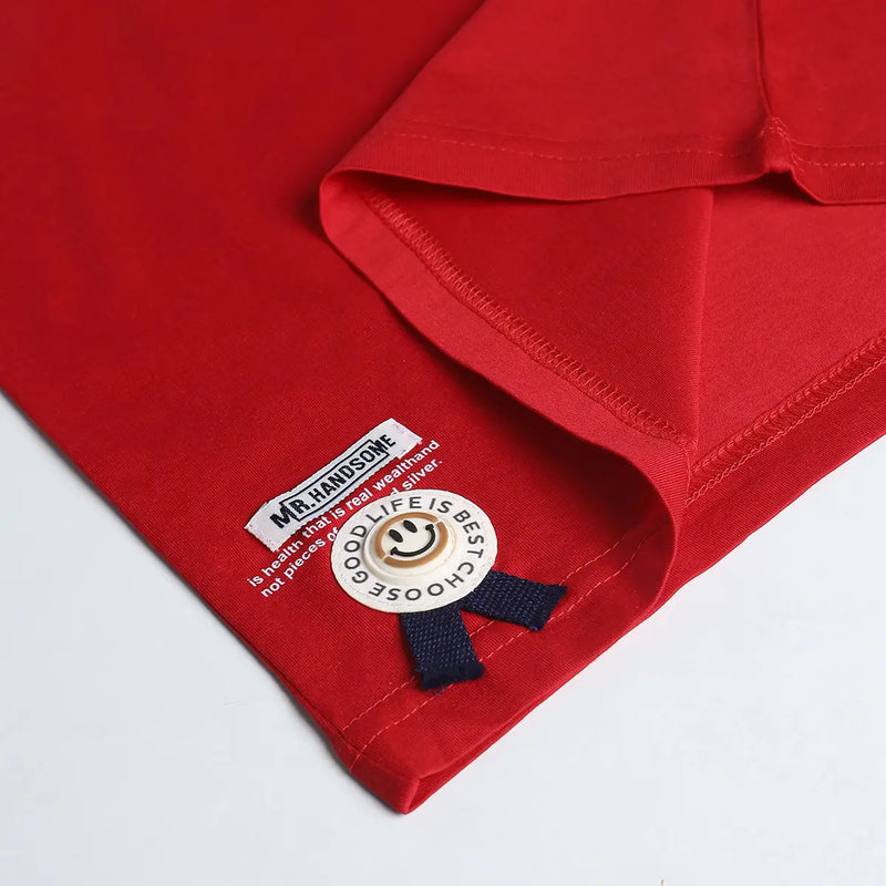 Boys Red Printed T-Shirt With Elasticated Shorts Sets 2 pc. Sets
