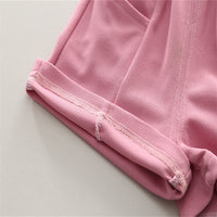 Boys Pink V-Neck Short Sleeve T-Shirt With Elasticated Shorts Set Sets
