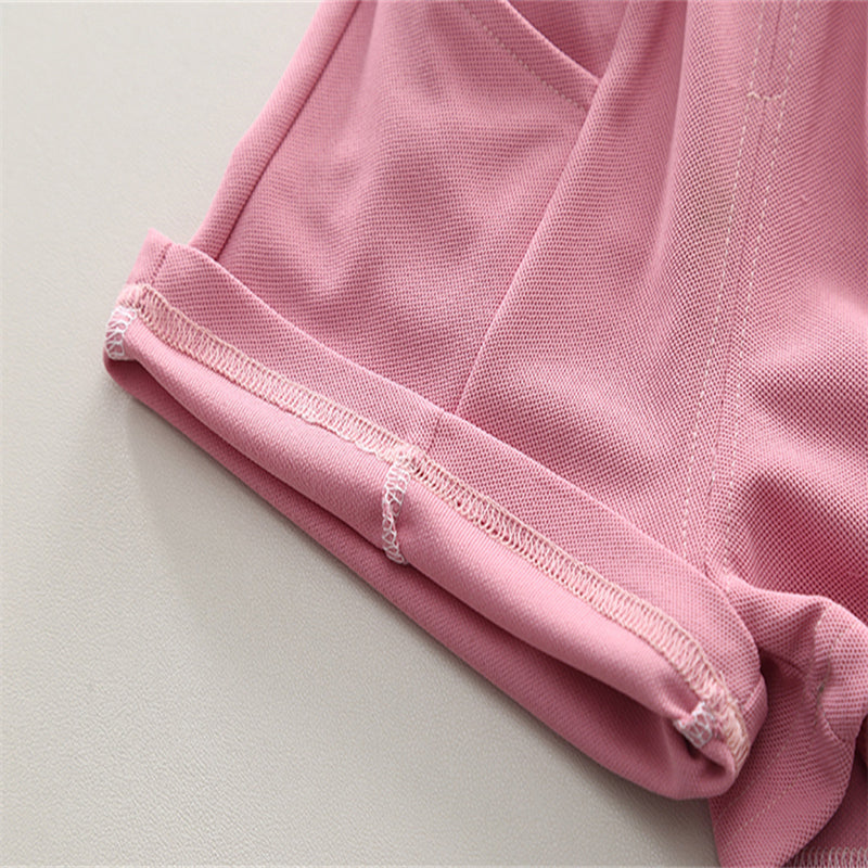 Boys Pink V-Neck Short Sleeve T-Shirt With Elasticated Shorts Set Sets