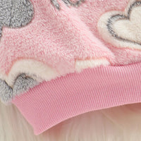Girls Pink Heart Self-Design Hooded Sweatshirt Sweatshirts & Hoodies