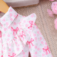 Girls Pink Bow Printed Fit & Flare Winter Casual Dress Casual Dresses