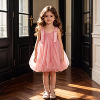 Girls Pink Sleeveless Sequins Embellished Balloon Dress Casual Dresses