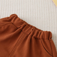 Boys Brown Side Striped Polo T-shirt with Shorts Set Sets