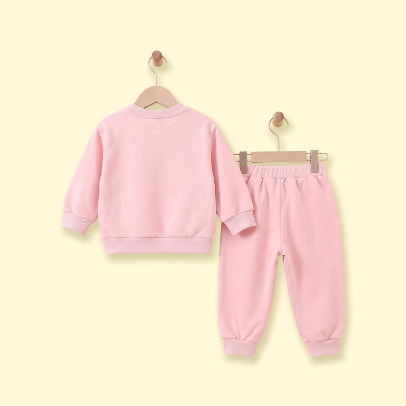 Girls Pink Rabbit Applique Sweatshirt & Joggers Sets Sets