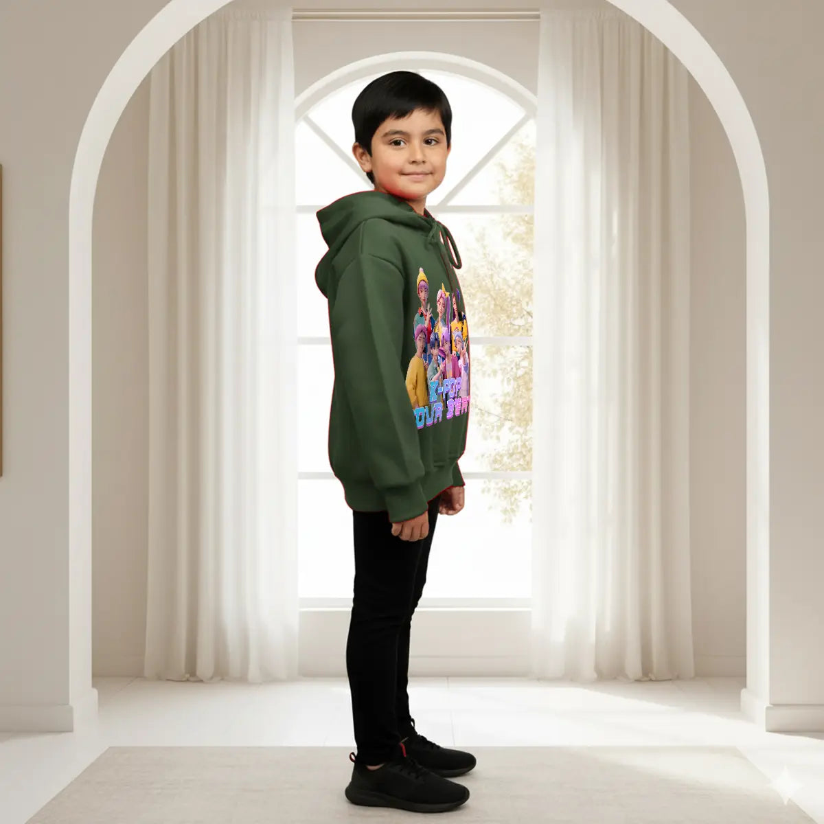 Boys Green K-Pop Nova Beat Graphics Hoodies Sweatshirts & Hoodies