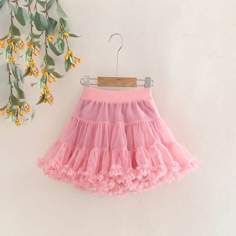 Girls Ruffle Sleeveless Top With Peach Tiered Tulle Skirts Set Sets