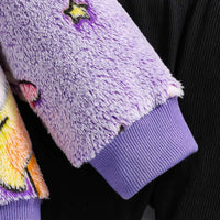 Girls Purple Self-Design Unicorn Patterns Hooded Fleece Sweatshirt With Legging Sets 2 pc. Sets