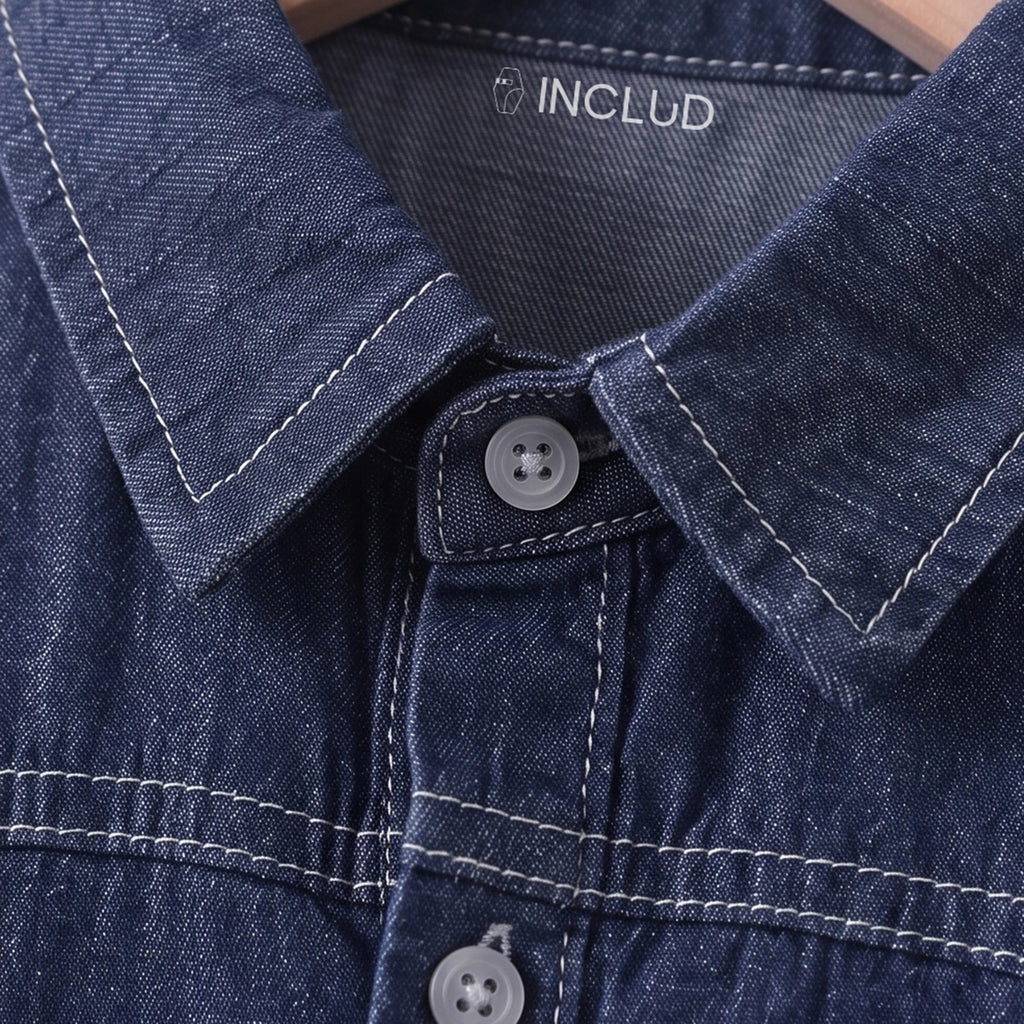 Boys Dark Blue Long Sleeve Denim Shirt Shirts