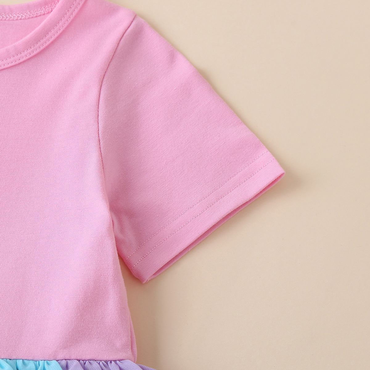 Girls Multicolor Short Sleeves Round Neck Fit And Flared Dress Casual Dresses