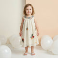 Girls Beige Floral Embroidered Sleeveless A-line Dress Casual Dresses Beige 1-2 Y