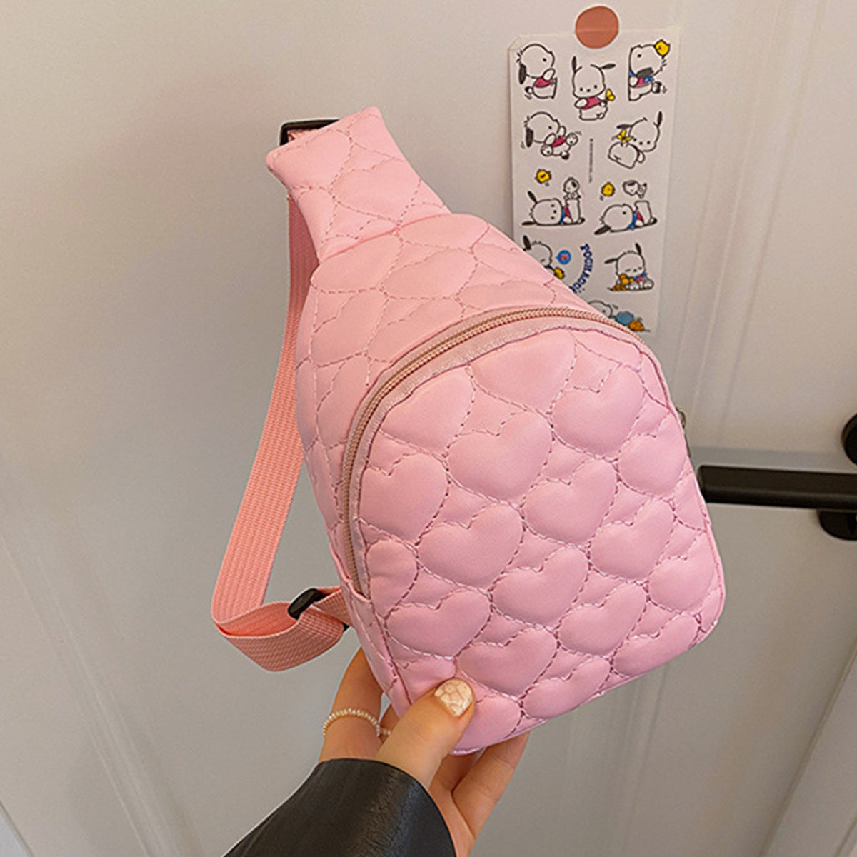 Girls Pink PU Leather Crossbody Bag Trending Accessories