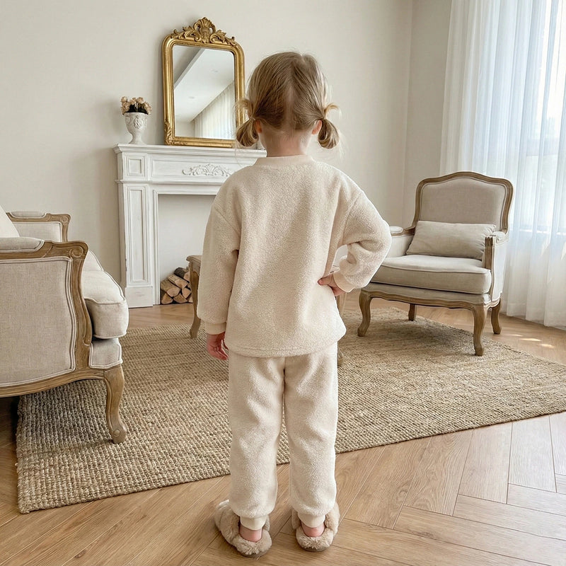 Girls Beige Long Sleeves T-Shirt With Jogger Co-ord Sets Sets
