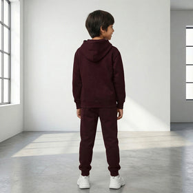 Boys Maroon K-Pop Fever Graphics Hoodie With Jogger Co-ord Sets Sets