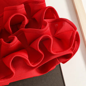 Girls Red Sleeveless Large Bow Applique A-line Party Wear Dress Party Dresses