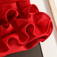 Girls Red Sleeveless Large Bow Applique A-line Party Wear Dress Party Dresses