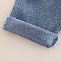 Girls Blue Solid Denim Tunic With T-Shirt & Denim Pants Set 2 pc. Sets