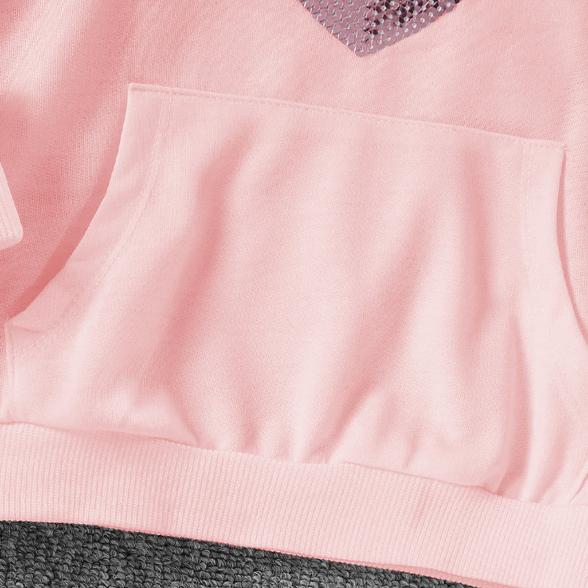 Girls Pink Heart Embroidered Winter Hoodies Sweatshirts Sweatshirts & Hoodies