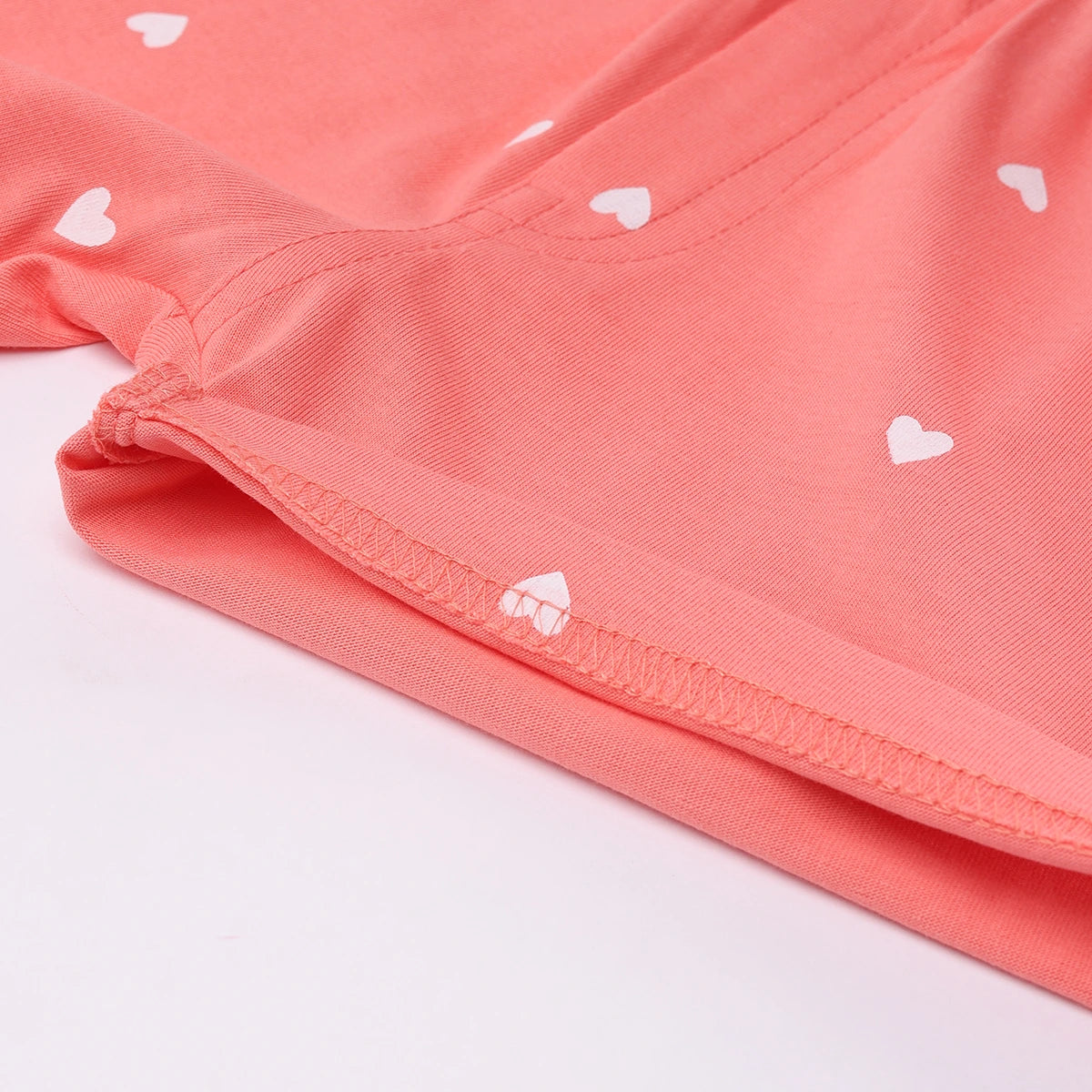 Girls Coral Heart Printed Top With Elasticated Shorts Sets Sets