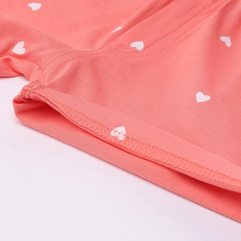 Girls Coral Heart Printed Top With Elasticated Shorts Sets Sets