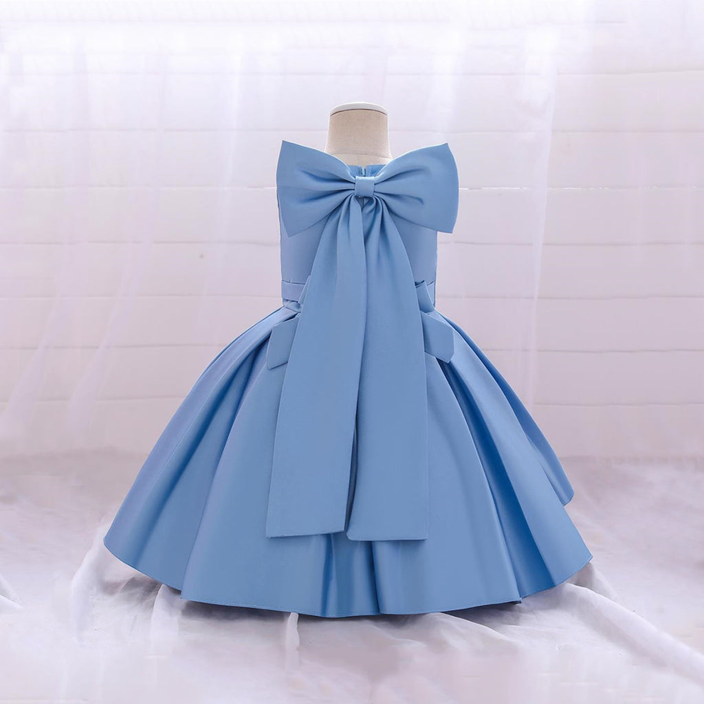 Girls Bow Applique Party Wear Dress Party Dresses   