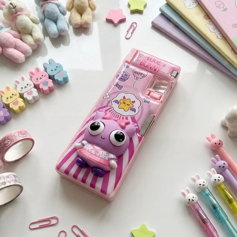 Cute Bunny Cartoon Pencil Case with Built-in Sharpener Trending Accessories