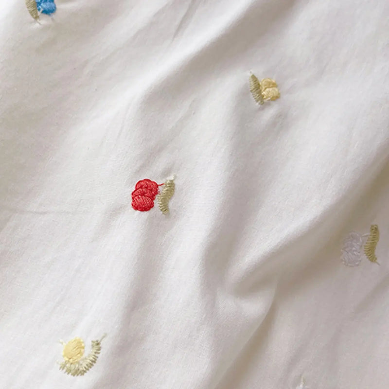 Girls Cream Embroidered Sleeveless A-line Bubble Dress Casual Dresses