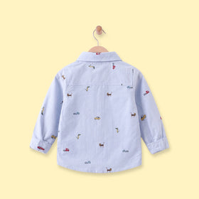 Boys Light Blue Graphic Long Sleeve Shirt Shirts