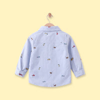 Boys Light Blue Graphic Long Sleeve Shirt Shirts