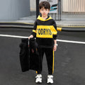 Boys Yellow Typographic Printed Hooded Sweatshirt With Vest & Jogger Sets Sets Yellow 5-6 Y