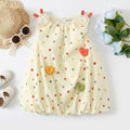 Girls Off White Polka Dot Print Heart Applique Balloon Dress Casual Dresses Off White 1-2 Y