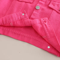 Girls Pink Solid Long Sleeves Jacket Coats & Jackets