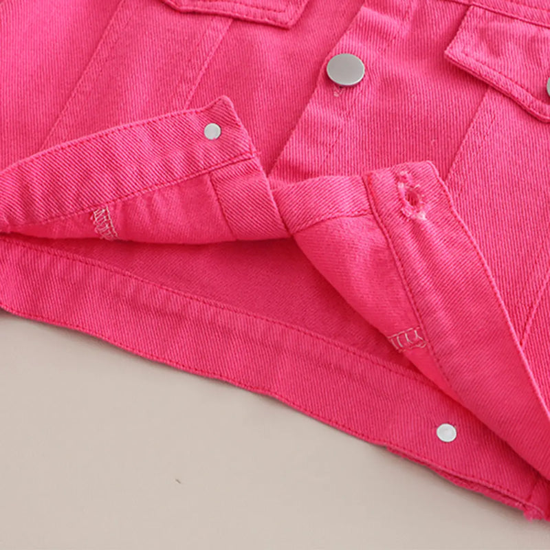 Girls Pink Solid Long Sleeves Jacket Coats & Jackets