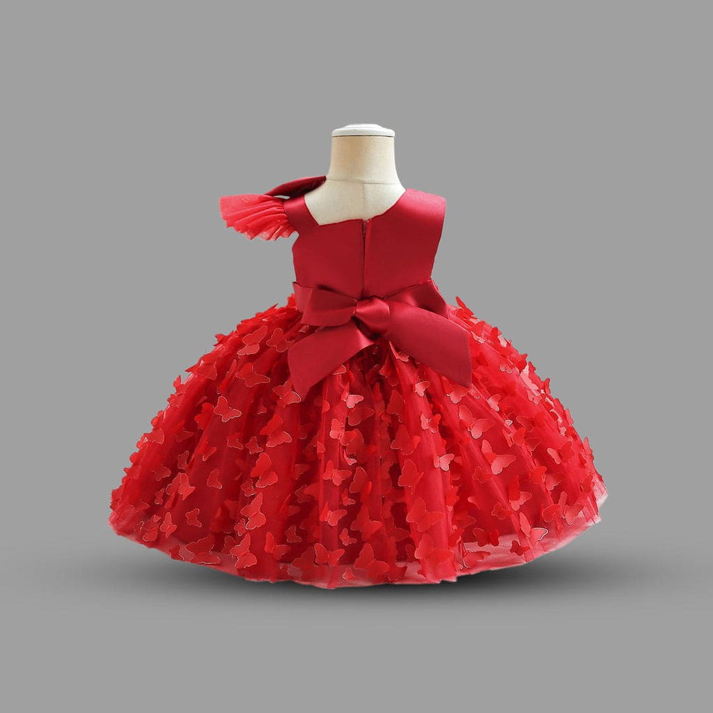 Girls Butterfly Applique Fit & Flare Dress Party Dresses   