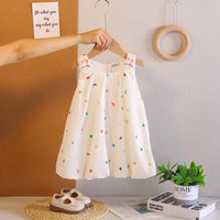 Girls Off White Printed Sleeveless Balloon Dress With Rabbit Appliqued Casual Dresses Off White 1-2 Y