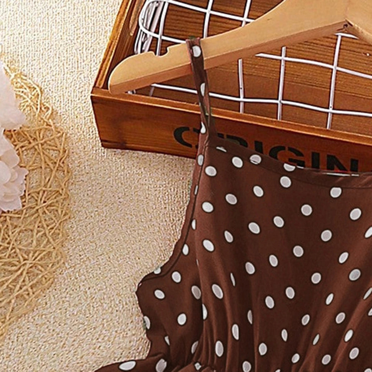 Girls Brown Polka Dot Print Sleeveless Layered Dress Casual Dresses