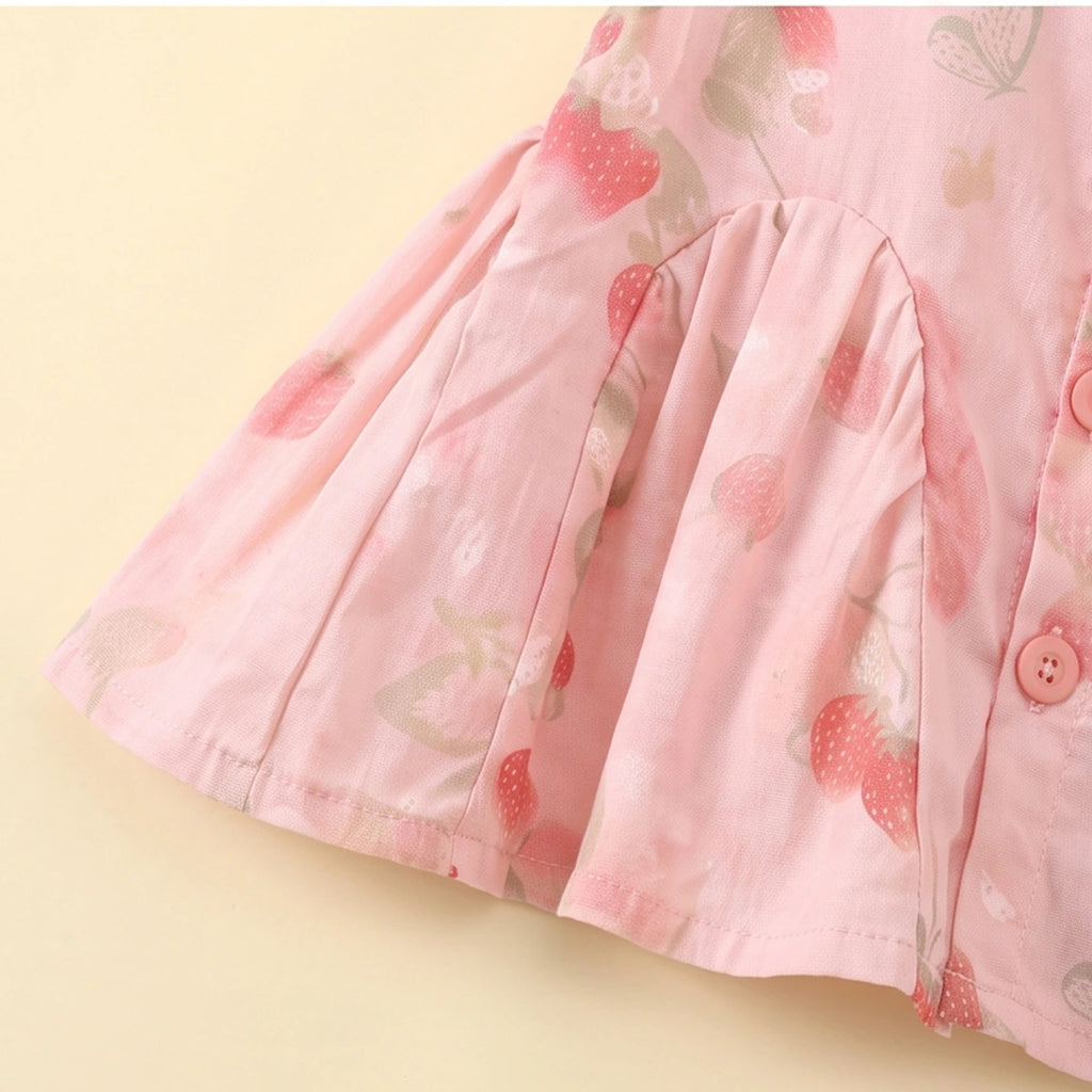 Girls Light Pink Strawberry Print Sleeveless Top With Pants Sets 2 pc. Sets