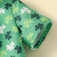 Boys Green Floral Printed Short Sleeves Shirt Shirts