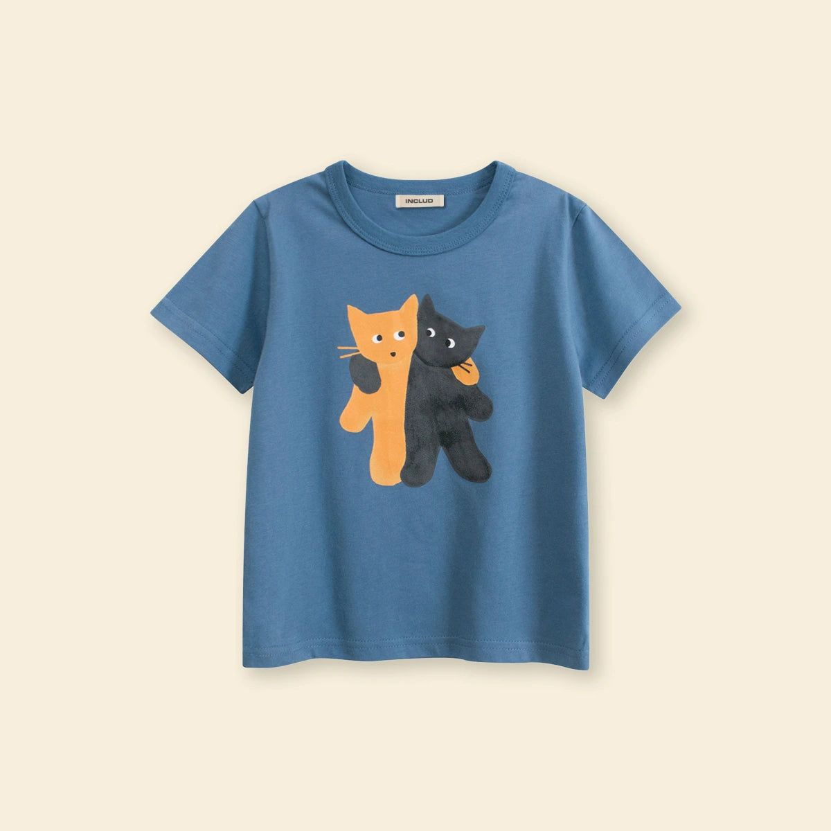 Boys Blue Graphic Cat Printed Short Sleeves T-Shirt Tshirts
