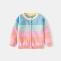 Girls Multicolor Self-Design Stripes Winter cardigan Sweaters & Cardigans