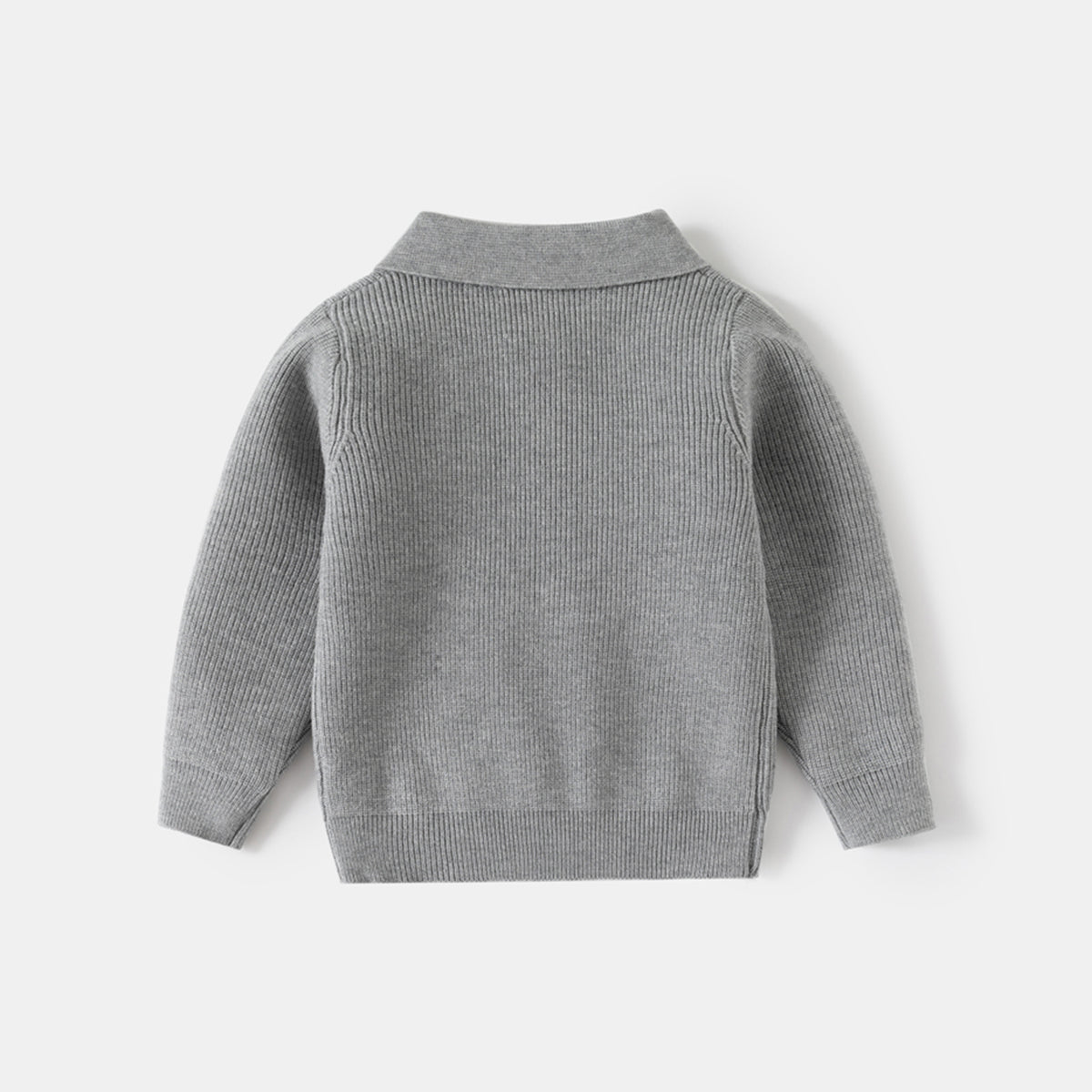 Boys Grey Self-Design Polo Sweater Sweaters & Cardigans